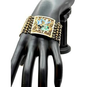 Vintage Gold Plated Sterling Silver Portugal Dancing People Bracelet
